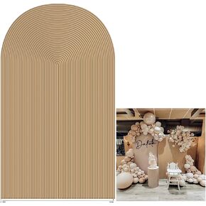 Khaki Ripples Pattern Arch Backdrop Cover for Birthday Party Wedding Baby Shower Decorations Light Tan Chiara Backdrops Arched Wall Covers Stands Display Props GP-451 4ft * 7ft
