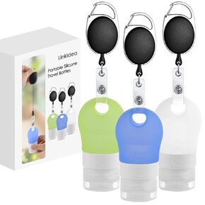 Linkidea Portable Silicone Travel Bottles Set, Empty Hand Soap Bottles Refillable Container for Toiletries, Shampoo, Liquid, Cosmetic Bottles (1.3 oz, Pack of 3)