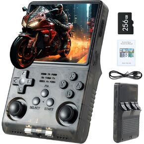 R40S PRO Retro Console 30000 Games in 1 Handheld Game Console 3.5 inch HD Screen Portable Game Console Retro Console Built-in 20+ Emulators,3800mAh,256G TF Card(White)