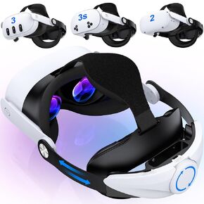 Kawaye Battery Head Strap for Meta Quest 3S/3/2 Head Strap,Elite Strap with 7500mAh Rechargeable Battery Pack VR Headset Strap Enhanced Support&Comfort Extend 3-4H Playtime Not for Sega Dreamcast Game