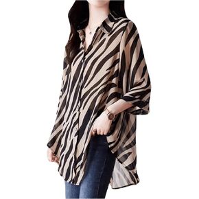 GORGLITTER Women's Lantern Long Sleeve Button Down Shirt Top Metallic Sheer Mesh Collar Blouse