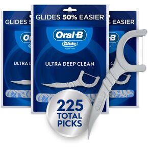 Oral-B Glide Ultra Deep Clean Floss Picks, Removes Food and Plaque, Cool Mint Flavor, 75 Floss Picks