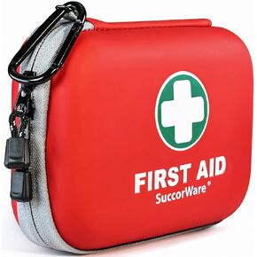 150 Pieces Mini First Aid Kit - Small Medical Kit with Hard Shell - Emergency First Aid Kit for Car, Travel, Home, Outdoor, Office, Camping, Hiking (Red)