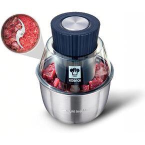Electric Food Processor & Meat Grinder – 1.9 Qt Food Chopper with Pure Copper Motor, Dual-Layer Blades, Procesador de Alimentos Electrico