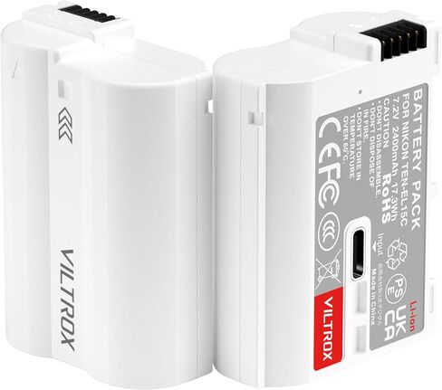 بطاريات كاميرا Viltrox EN-EL15C ، 7.2V 2400mAh 17.3WH ، شحن USB-C سريع ، بطارية كاميرا قابلة للشحن متوافقة مع كاميرا نيكون D500 in Kuwait