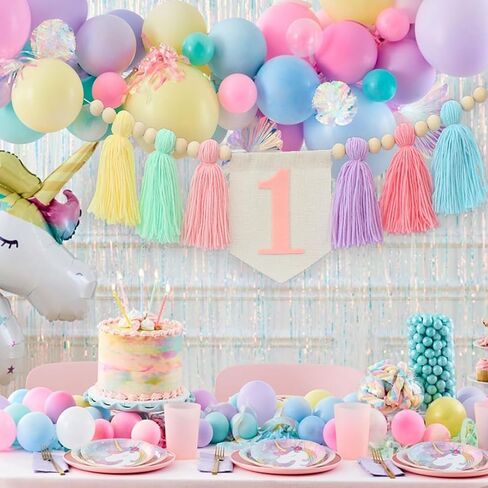 Handmade Boho 1st Birthday High Chair Banner Party Decoration for Girl Baby Shower Pink Wall Hangings Decorative for Kids Bedroom in Kuwait
