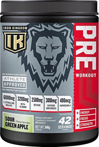Iron Kingdom Pre Workout Powder for Men & Women Caffeine, Beta Alanine & Aminos for Intense Focus Endurance & Pump - Preworkout Energy Drink Powder, Natural Pineapple Mango - 42 Servings in Saudi Arabia