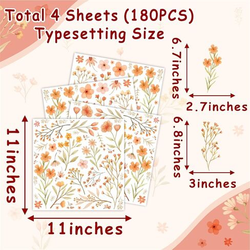 Boho Flowers Wall Decals Retro Floral Wall Stickers Peel and Stick Vintage Leaf Wall Decals Small Floral Wall Stickers Wildflowers Wall Stickers for Girls Room Nursery Bedroom in Saudi Arabia