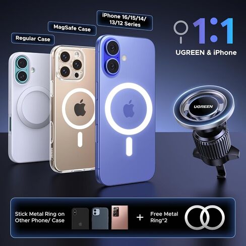 UGREEN Magnetic Phone Holder for Car, MagSafe Car Mount Compatible for iPhone, Strongest Magnet Phone Mount Air Vent Car Phone Holder Compatible with iPhone 15 Pro Max 14 13 12 Cell Phone Accessories in Saudi Arabia