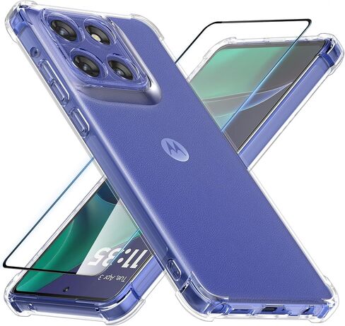 for Motorola Moto G Stylus 5G 2024 Case + Screen Protector Tempered Glass, Clear Phone Case Reinforced Corner Shockproof Flexible TPU Silicone Cover for Moto G Stylus 5G 2024 - Transparent in Kuwait