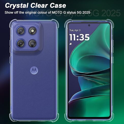 for Motorola Moto G Stylus 5G 2024 Case + Screen Protector Tempered Glass, Clear Phone Case Reinforced Corner Shockproof Flexible TPU Silicone Cover for Moto G Stylus 5G 2024 - Transparent in Kuwait