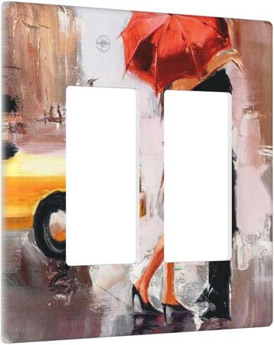 Couple Kissing In The Rain Light Switch Cover Single Blank Wall Plates For Home Office Decorative Switch Plate Cover Abstract Oil Painting in Saudi Arabia
