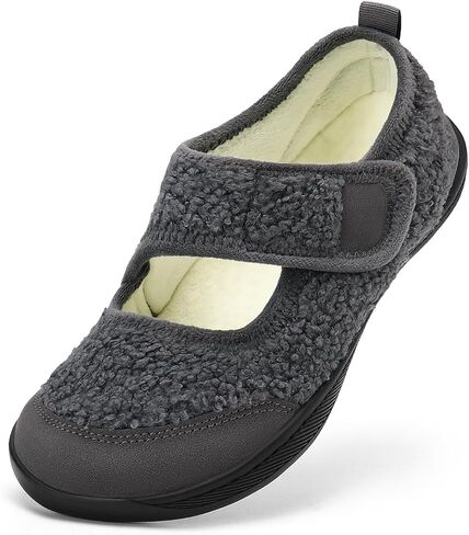 Rihero Slippers for Women Wide Toe Box Diabetic Shoes Swollen Indoor Outdoor Barefoot Shoes Comfy Walking Black Slip On Shoes Size 9.5 in Saudi Arabia