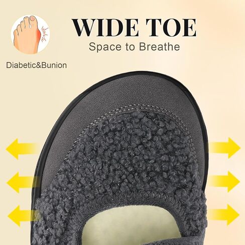 Rihero Slippers for Women Wide Toe Box Diabetic Shoes Swollen Indoor Outdoor Barefoot Shoes Comfy Walking Black Slip On Shoes Size 9.5 in Saudi Arabia