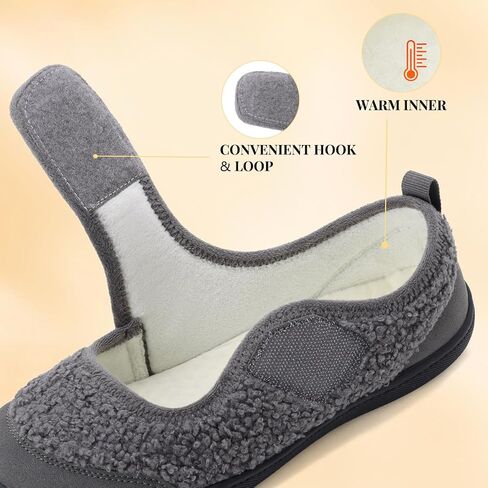Rihero Slippers for Women Wide Toe Box Diabetic Shoes Swollen Indoor Outdoor Barefoot Shoes Comfy Walking Black Slip On Shoes Size 9.5 in Saudi Arabia