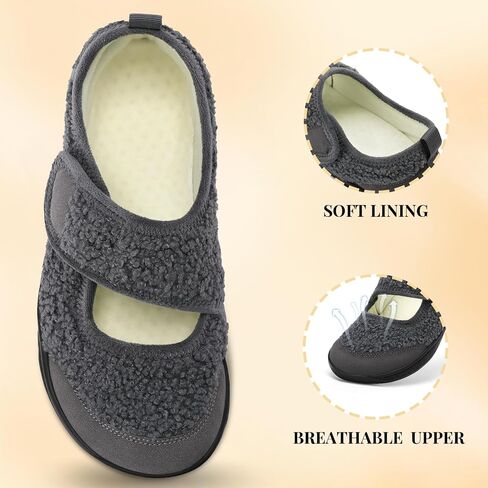 Rihero Slippers for Women Wide Toe Box Diabetic Shoes Swollen Indoor Outdoor Barefoot Shoes Comfy Walking Black Slip On Shoes Size 9.5 in Saudi Arabia