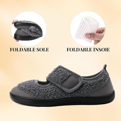 Rihero Slippers for Women Wide Toe Box Diabetic Shoes Swollen Indoor Outdoor Barefoot Shoes Comfy Walking Black Slip On Shoes Size 9.5 in Saudi Arabia