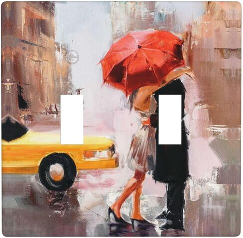 Couple Kissing In The Rain Light Switch Cover Single Blank Wall Plates For Home Office Decorative Switch Plate Cover Abstract Oil Painting in Saudi Arabia