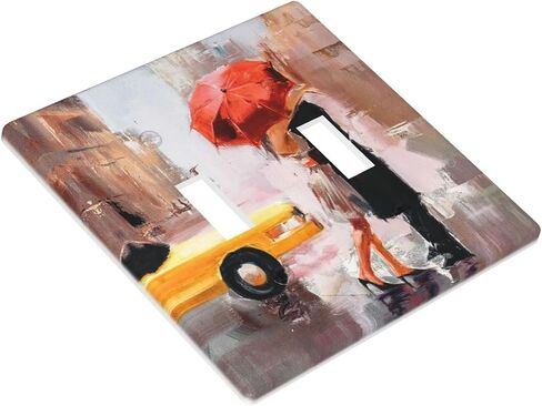 Couple Kissing In The Rain Light Switch Cover Single Blank Wall Plates For Home Office Decorative Switch Plate Cover Abstract Oil Painting in Saudi Arabia