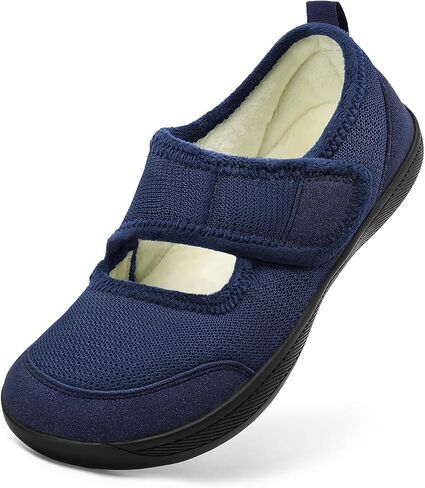 Rihero Slippers for Women Wide Toe Box Diabetic Shoes Swollen Indoor Outdoor Barefoot Shoes Comfy Walking Black Slip On Shoes Size 9.5 in Saudi Arabia