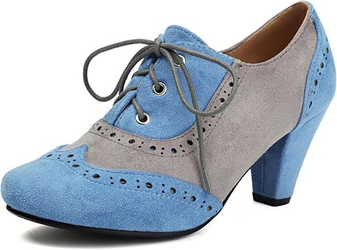 Elerhythm Women's Mary Jane 1920s Pump Heels Oxford Classic and Retro Up Wingtip 1950s Vintage Round Round Ase Stee 1940s in Kuwait
