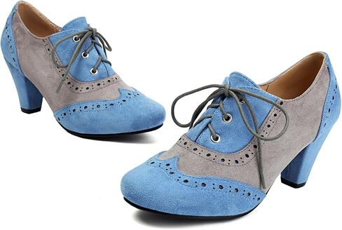 Elerhythm Women's Mary Jane 1920s Pump Heels Oxford Classic and Retro Up Wingtip 1950s Vintage Round Round Ase Stee 1940s in Kuwait