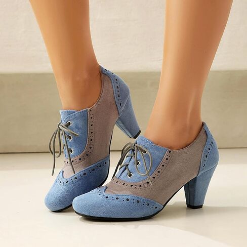 Elerhythm Women's Mary Jane 1920s Pump Heels Oxford Classic and Retro Up Wingtip 1950s Vintage Round Round Ase Stee 1940s in Kuwait