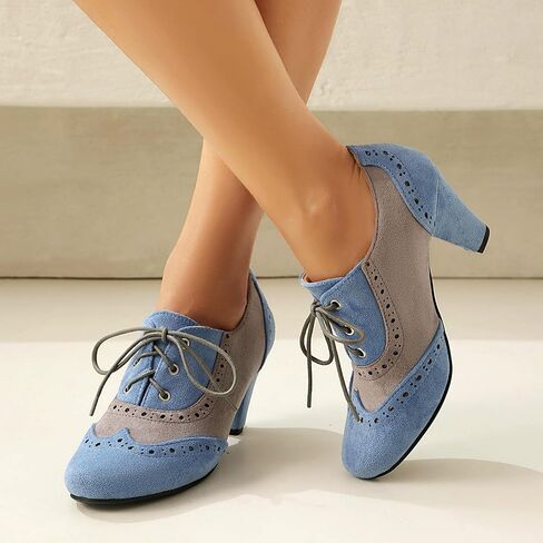 Elerhythm Women's Mary Jane 1920s Pump Heels Oxford Classic and Retro Up Wingtip 1950s Vintage Round Round Ase Stee 1940s in Kuwait