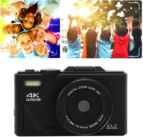 4K Digital Camera,64MP UHD Autofocus Digital Camera,18X Zoom Retro Compact Camera with 3in Flip Screen for Photography Vlogging (-2214240057912) in Saudi Arabia