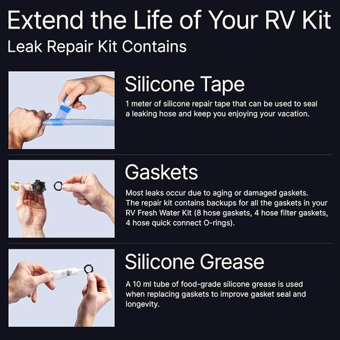 RV Fresh Water Kit - RV Water Pressure Regulator, Inline Water Filter, Hose Splitter, Brass Elbow, Flexible Connector, Hose Quick Connects, Leak Repair Kit, and Carrying Case in Saudi Arabia
