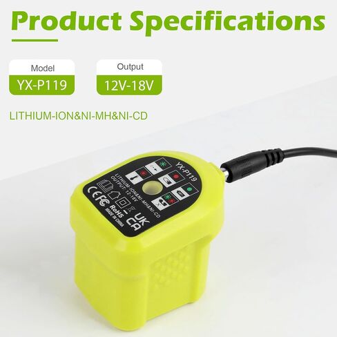 P103 18v Replacement Battery P117 12V-18V Battery Charger for Ryobi Battery and Charger Combo Compatible with P100 P102 P104 P105 P107 P108 P109 P190 Charger for Ryobi Lithium-Ion/NiCad/NiMh in Saudi Arabia
