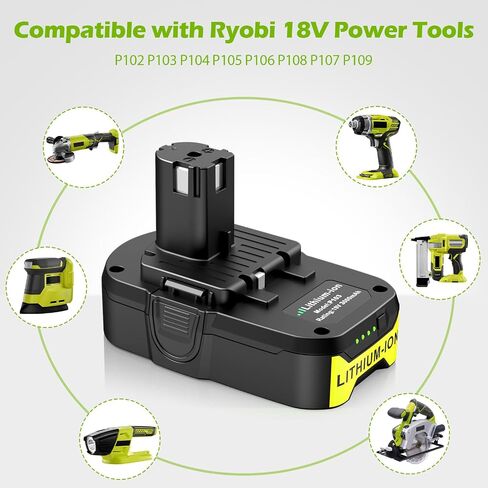 P103 18v Replacement Battery P117 12V-18V Battery Charger for Ryobi Battery and Charger Combo Compatible with P100 P102 P104 P105 P107 P108 P109 P190 Charger for Ryobi Lithium-Ion/NiCad/NiMh in Saudi Arabia