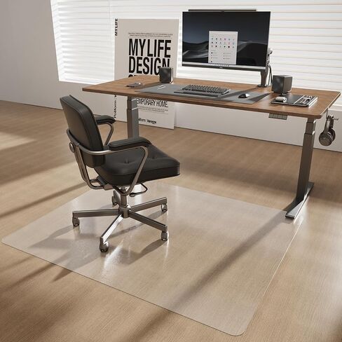 [Thickened to 2.0mm]40"x 50" Office Chair Floor Mat for Hardwood, Vinyl Computer Floor Mat, Anti-Slip Desk Floor Mat for Hardwood, Easy to Clean Office Chair Floor Protector, Durable Rolling Chair Mat in Kuwait