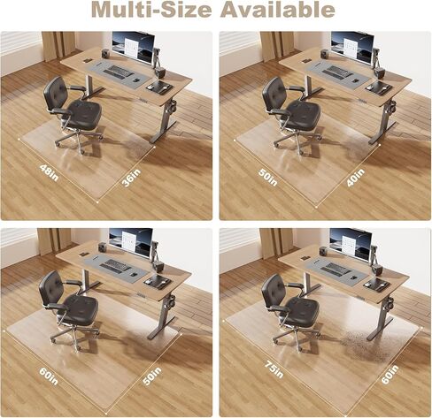 [Thickened to 2.0mm]40"x 50" Office Chair Floor Mat for Hardwood, Vinyl Computer Floor Mat, Anti-Slip Desk Floor Mat for Hardwood, Easy to Clean Office Chair Floor Protector, Durable Rolling Chair Mat in Kuwait