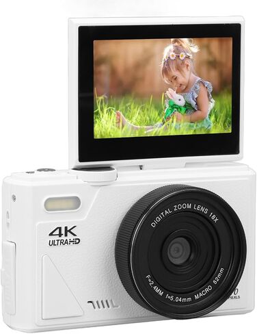 Digital Camera for Photography, 4K 64MP UHD Vlogging Camera with 3 Inch Flip Screen, 18X Digital Zoom, Autofocus, Anti Shake, Compact Travel Camera for Kids, Beginner (Black) in Saudi Arabia