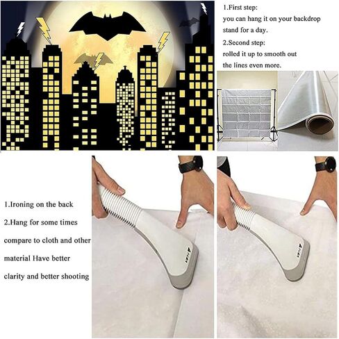 Superhero Super City Photography Backdrops Skyline Buildings City Boom Full Moon Bat Photo Background 5x3ft Vinyl Children Birthday Party Banner Photo Studio Booth Cake Table Decor in Saudi Arabia