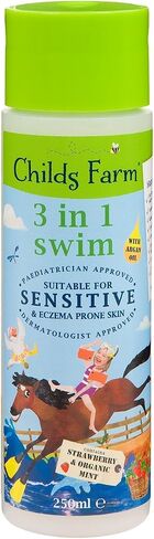Childs Farm, Kids 3 in 1 Swim, Strawberry and Organic Mint 250 ml, Body Wash, Shampoo and Conditioner, Suitable for Dry, Sensitive and Eczema-Prone Skin in Saudi Arabia