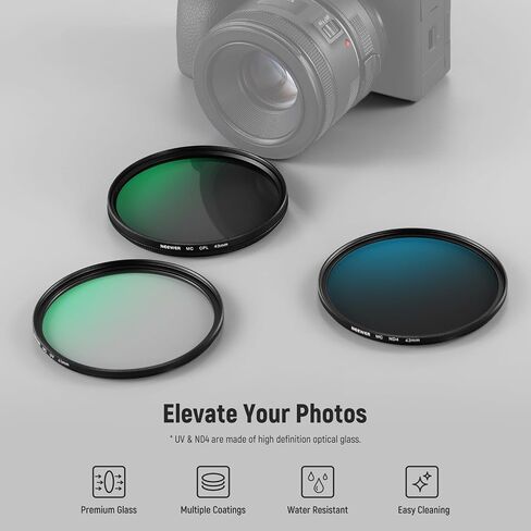 NEEWER 67mm UV/CPL/ND4 Lens Kit with Hard Shell Storage Case, Multicoated Optical Glass & Aluminum Alloy Frame, UV + Circular Polarizer + Neutral Density Filter Set for 67mmFilter Camera Lens in Saudi Arabia