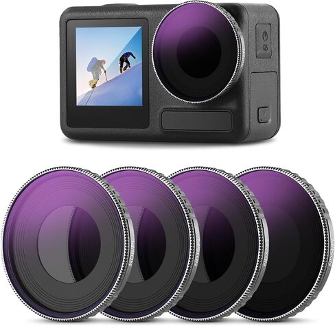 NEEWER ND Filter Set for Action 5 Pro (4 Pack), ND8 + ND16 + ND32 + ND64 Filter Kit Action Camera Accessories Multicoated HD Optical Glass Compatible with DJI Osmo Action 5 Pro/4, FL-B04 in Saudi Arabia