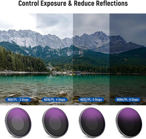 NEEWER ND Filter Set for Action 5 Pro (4 Pack), ND8 + ND16 + ND32 + ND64 Filter Kit Action Camera Accessories Multicoated HD Optical Glass Compatible with DJI Osmo Action 5 Pro/4, FL-B04 in Saudi Arabia