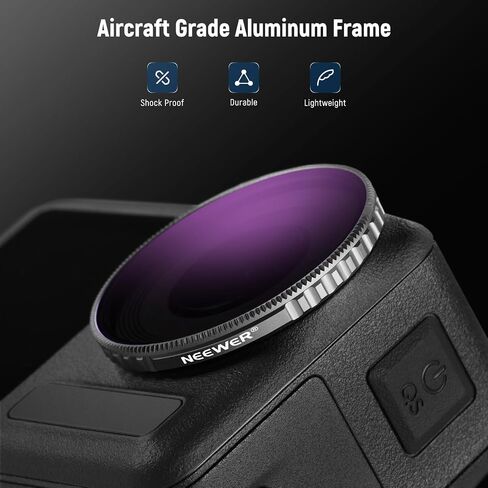 NEEWER ND Filter Set for Action 5 Pro (4 Pack), ND8 + ND16 + ND32 + ND64 Filter Kit Action Camera Accessories Multicoated HD Optical Glass Compatible with DJI Osmo Action 5 Pro/4, FL-B04 in Saudi Arabia