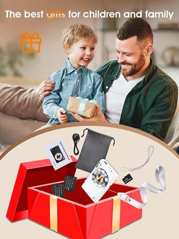 Digital Camera,Autofocus 4K 48MP Vlogging Camera for Photography,32GB Card | Portable Compact Point and Shoot Digital Camera for Teens Adult Beginner with 16X Zoom,Anti-Shake,2 Batteries(White) in Saudi Arabia