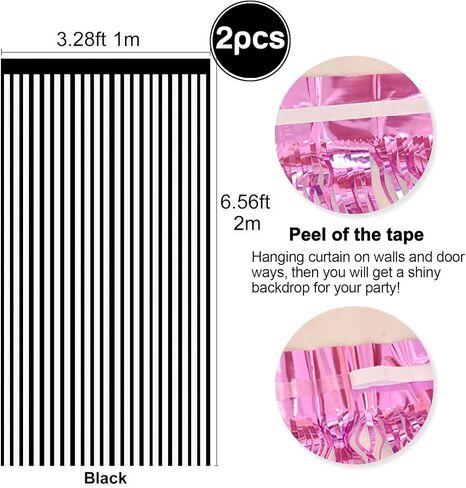 2 PCS الساخنة الوردي الساخن بهرج خيال الستائر الهامش الستائر الخلفية ، 3.28 قدم × 6.56 قدم لافتات لعيد الميلاد مشاركة عازبة الحفلات صورة كشك الزفاف دش دش الطفل اللوازم in Kuwait