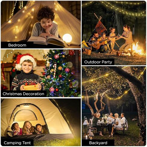 Camping String Lights, 4 in 1 Quick Storage 32.8FT Rechargeable Tent Lights String with 8 Lighting Modes, Hanging Waterproof Portable LED Lamp for Outdoor Patio Awning Garden Party Essentials in Saudi Arabia