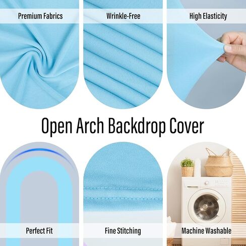 Lebenguru ترقية 7.2 قدم غطاء خلفية مفتوح ، دنة زدفية فاتح مزودة بأعلى أقواس الزفاف ، أغطية قوس القوس chiara على شكل حرف U لحفل عيد ميلاد دش الطفل ديكور in Kuwait