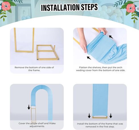 Lebenguru ترقية 7.2 قدم غطاء خلفية مفتوح ، دنة زدفية فاتح مزودة بأعلى أقواس الزفاف ، أغطية قوس القوس chiara على شكل حرف U لحفل عيد ميلاد دش الطفل ديكور in Kuwait