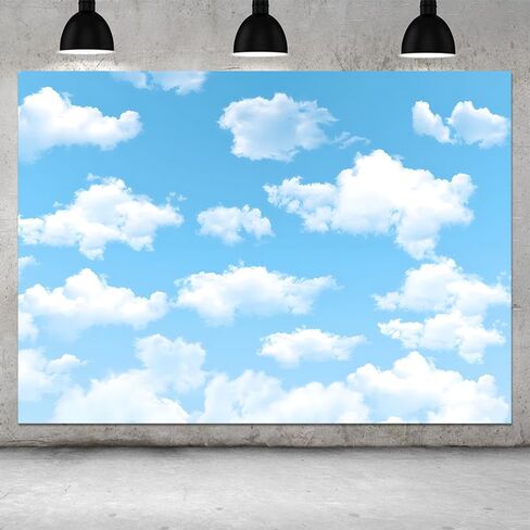 Yongqian 7x5ft Blue Sky White Cloud Photography Backdrop World Travel Aviator Children Birthday Party Decor Wedding Newborn Baby Shower Photo Studio Props in Saudi Arabia