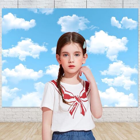 Yongqian 7x5ft Blue Sky White Cloud Photography Backdrop World Travel Aviator Children Birthday Party Decor Wedding Newborn Baby Shower Photo Studio Props in Saudi Arabia