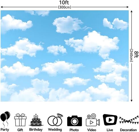 Yongqian 7x5ft Blue Sky White Cloud Photography Backdrop World Travel Aviator Children Birthday Party Decor Wedding Newborn Baby Shower Photo Studio Props in Saudi Arabia