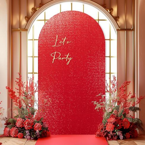 7.2FT Silver Arch Cover-Sequin Spandex Fitted Wedding Arch Cover Round Top Chiara Background Covers for Birthday Party Baby Shower Photo Arch Stand Decoration in Saudi Arabia